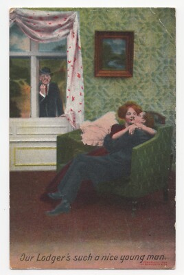 Comic Postcard Series #1115 Bamforth & Co Our Lodger's Nice Man DB Unposted 1910