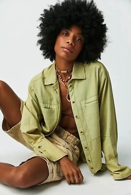 We The Free People Women's Last Call Button-Up Shirt Top XL Casual Blouse