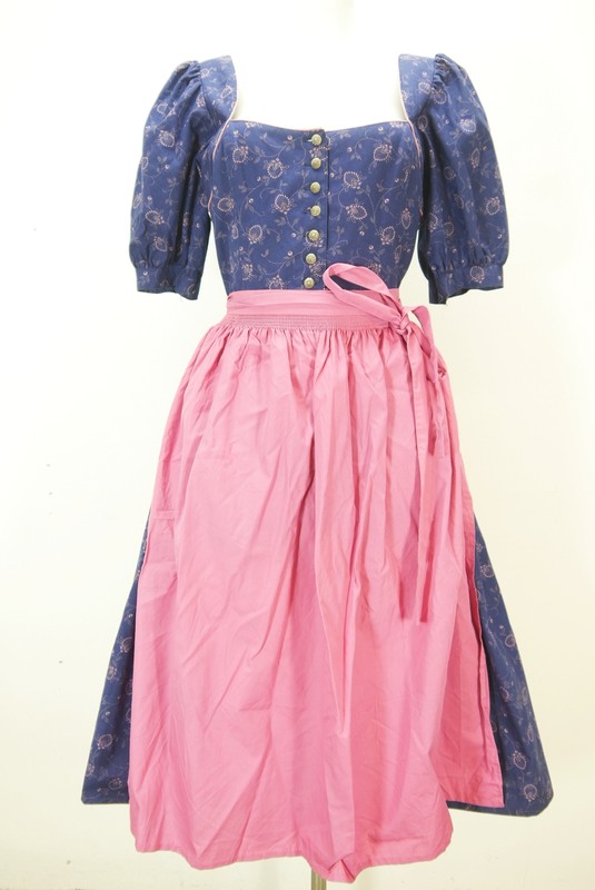 Kaletsch Modell Blau Baumwolle Mit Wienernaht Hammer Dirndl Mit SchÃ¼Rze Gr.40