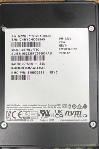 Samsung 7.68TB PM1723b SSD NVME 2.5