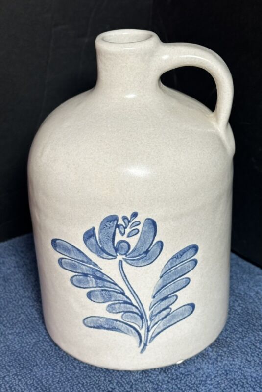 PFALTZGRAFF YORKTOWNE Stoneware Pottery Medium Crock Jug #563Y with Blue Flower