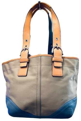 バッグ Vintage Coach Tote Bag Mint Blue Leather Coach Blue Logo Vintage Leather Tote/Shoulder Bag w/Patent