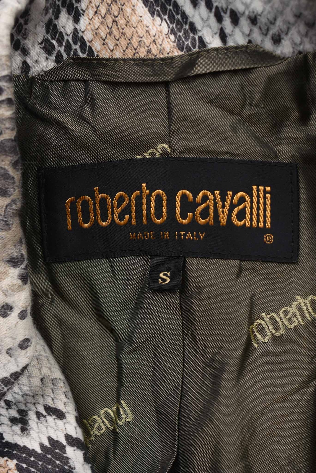 【美品】 roberto cavalli レザージャケットレディースM D8@6 Ladies Roberto Cavalli Classic Multicolored Snake Print