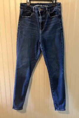 Women's American Eagle Curvy Super Hi-Rise Jegging Stretch Blue Jeans Size 6