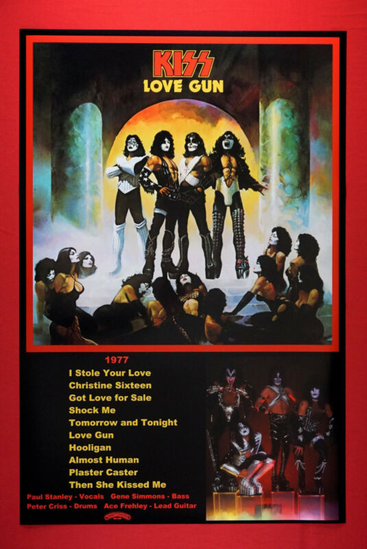 Kiss Rock Band Love Gun Album Promo Poster Simmons Stanley Criss Ace 24X36 KLGN