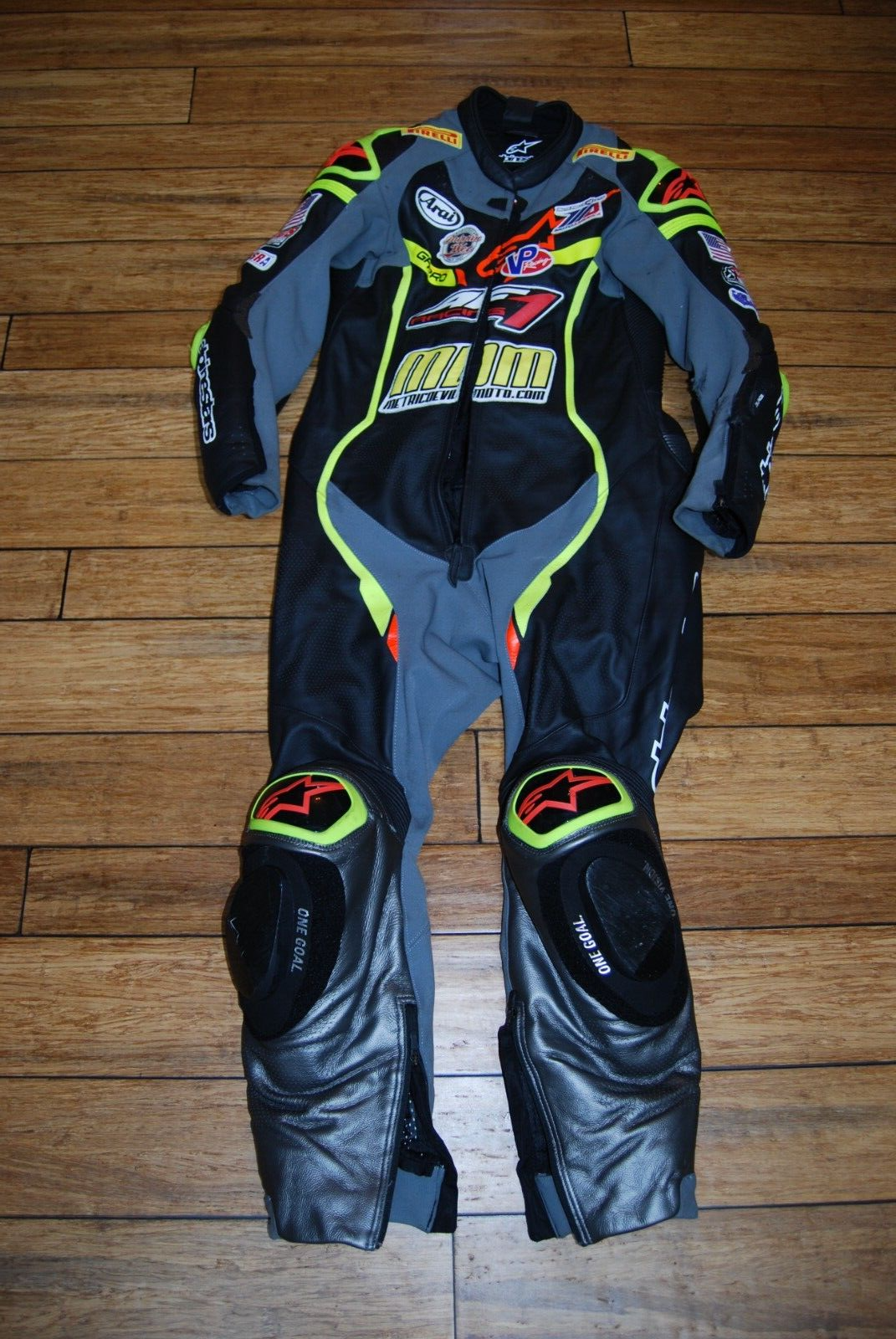 Alpinestars GP Pro V2 Leather Race Suit Tech-Air Race Compatible Black Yellow 44