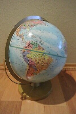 Vintage 90's Replogle World Nation Series Globe 12 Inch Diameter Raised Map Blue
