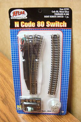 ATLAS N SCALE CODE 80 STANDARD RIGHT REMOTE SWITCH nickel silver rail 