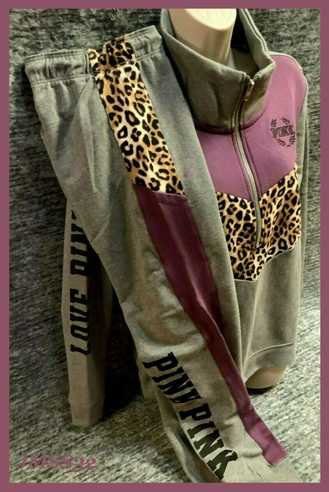 Victoria's Secret Pink Leopard Half Zip High Low Pullover +