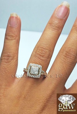 Pre-owned Globalwatches10 10k Gold Diamond Ladies Ring Women Size 7 Real Gold Diamond I2 Clarity In White