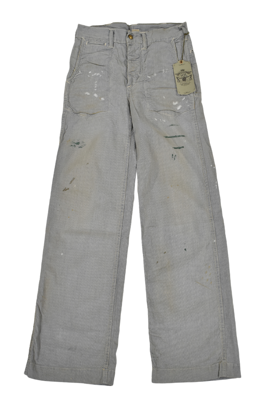 Ralph Lauren RRL Faded Pincheck Paint Splatter Denim Chinos