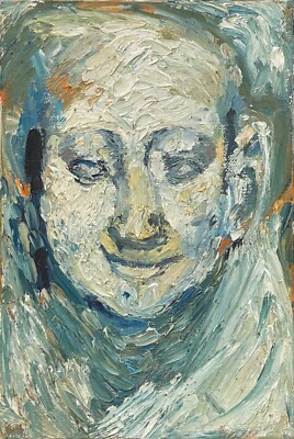 Art Brut Porträt Mann Von Joanna Räbiger 1987 Acryl Auf Leinwand Frankreich