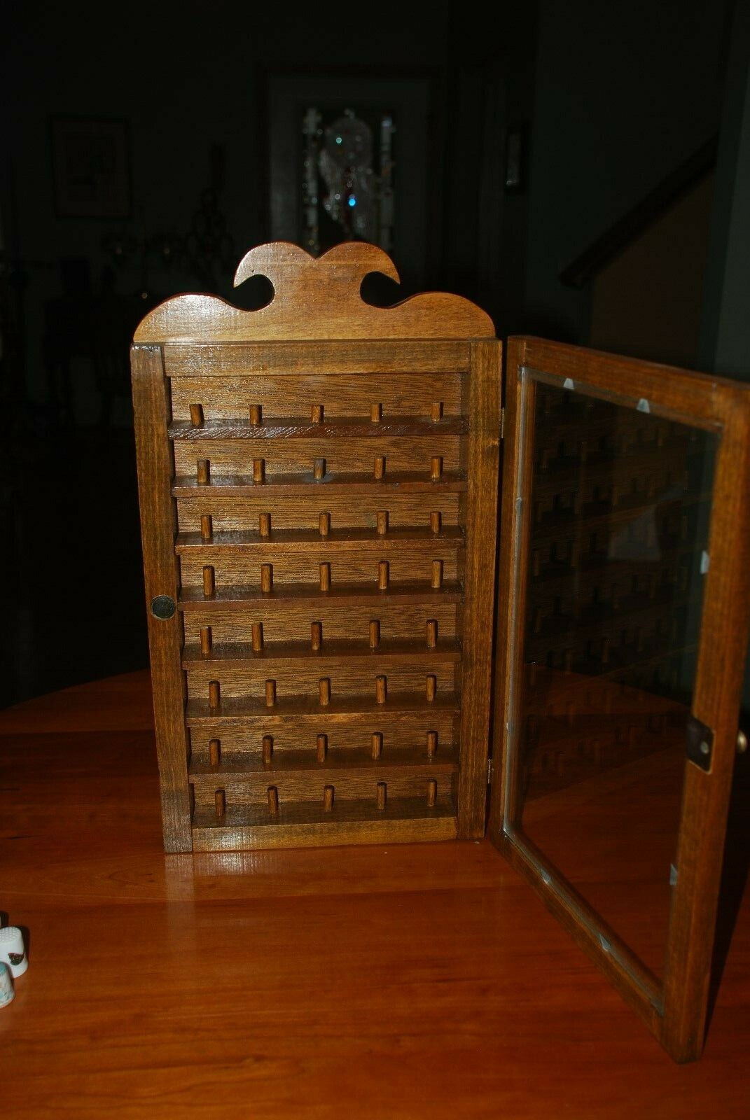 40 Thimble Display Case Wall Shadow Box Wall Rack Cabinet, Glass Door -Case Only