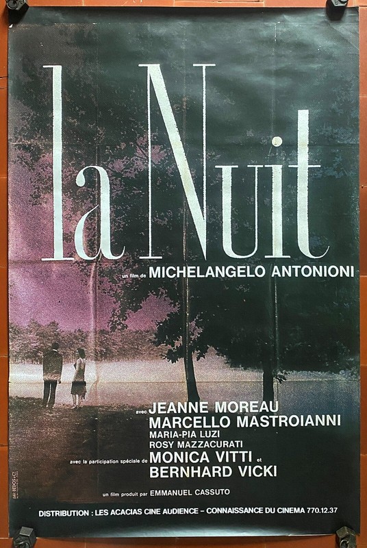 Affiche RoulÃ©E La Nuit La Notte Jeanne Moreau Michelangelo Antonioni 77x117cm