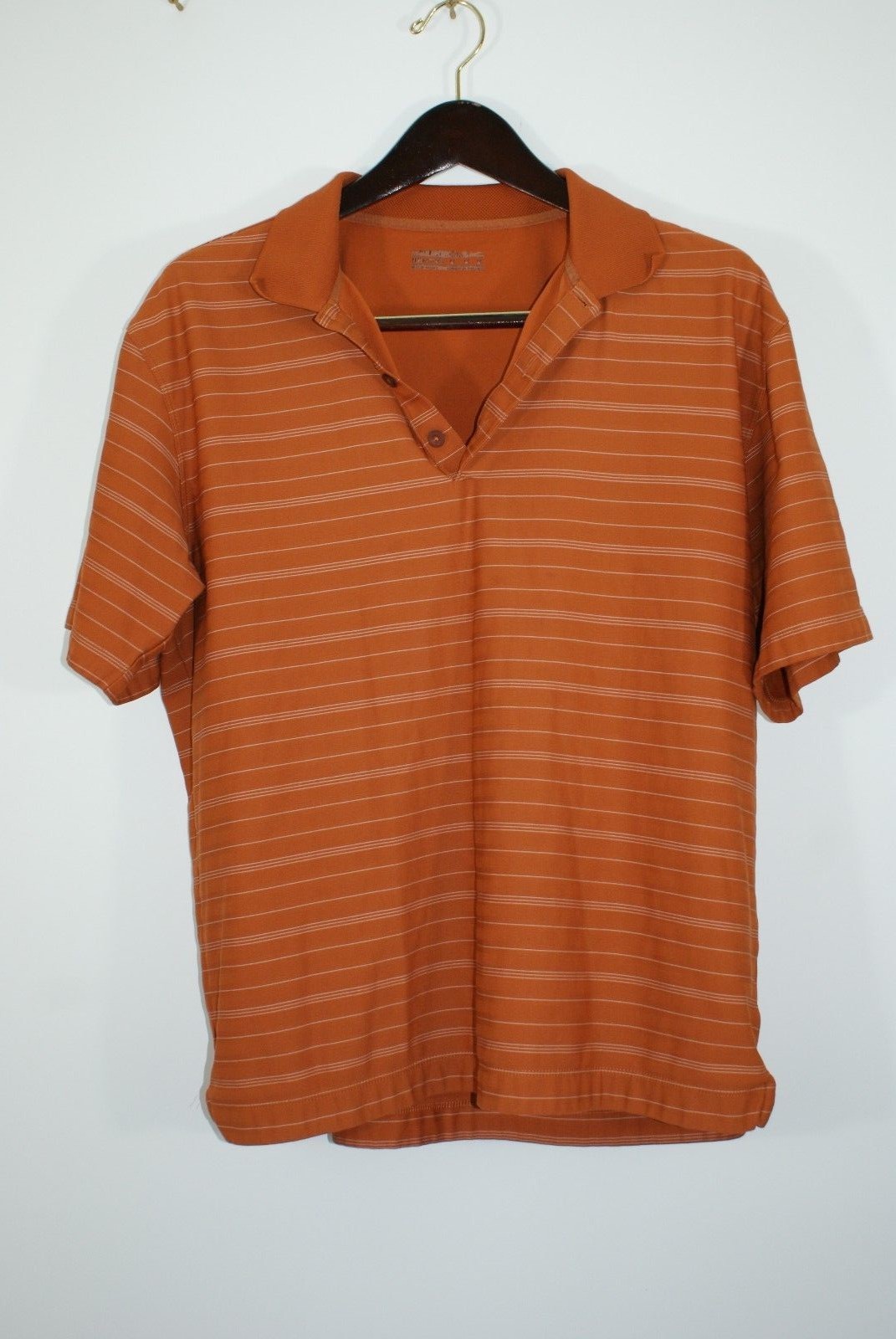Men's Nike Fitory Striped Orange Golf Polo Short Sleeve