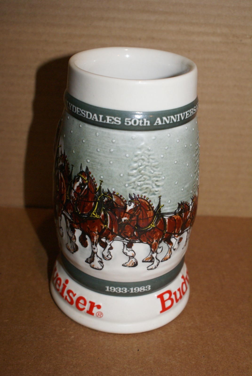 1982 Budweiser Holiday Stein 50th Anniversary