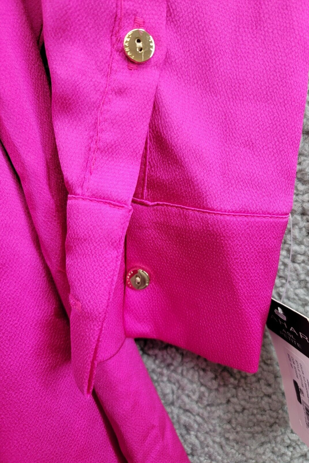 Tahari ASL Petite Collared V-Neck Side-Tie Midi Dress Women's 8P Shocking Pink~ - Picture 9 of 18