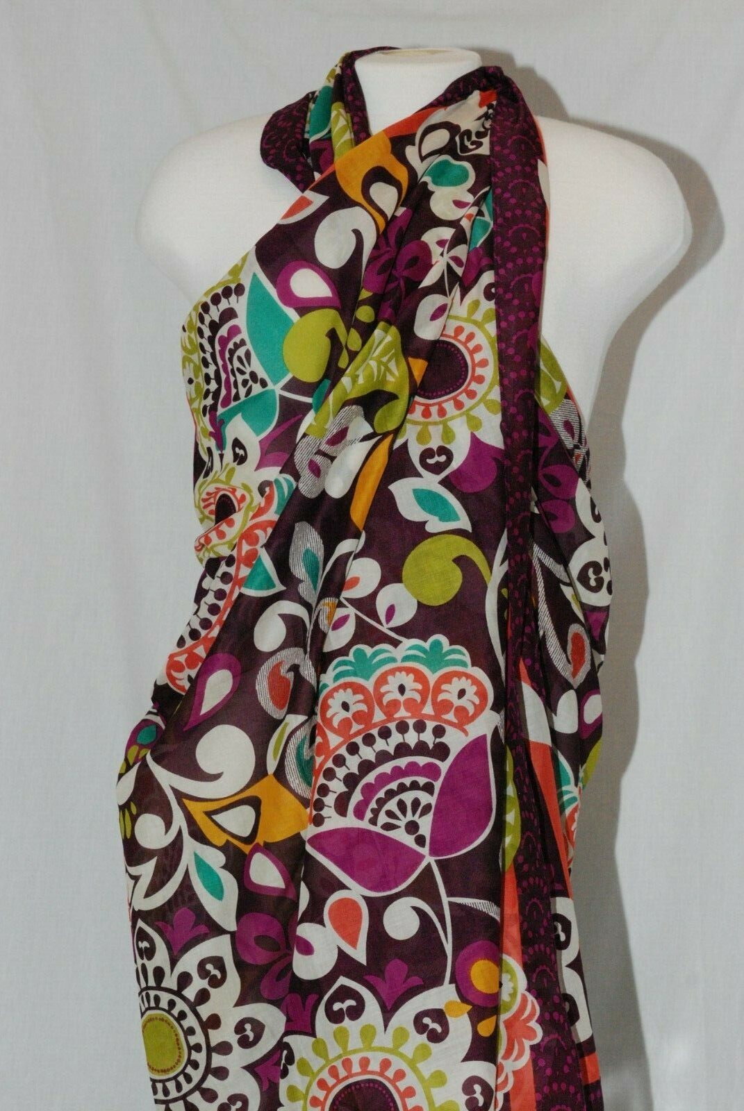 Plum Crazy Vera Bradley scarf swim wrap pareo cover up 100% cotton