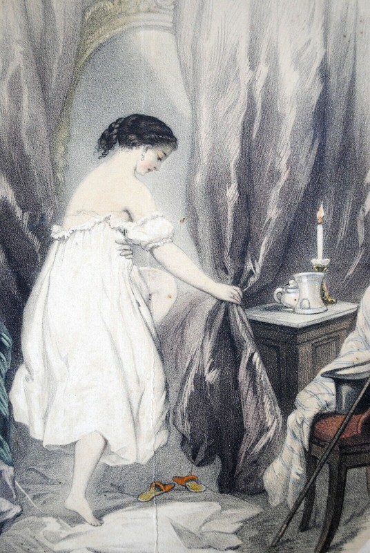 Lithographie Xixe Regnier Bettannier & Morlon L'Alcove Et Ses Secrets 40,5x33cm