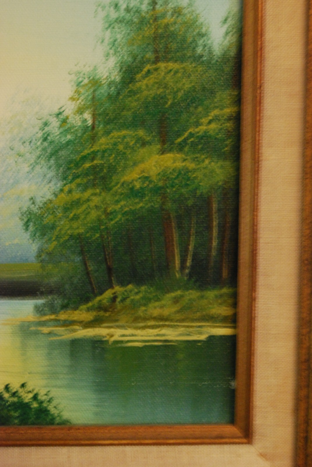 VTG 1970'S FRAMED SIG ORIGINAL OIL RIVER AND FOREST COUNTRY SCENE ARTIST: ROSINA