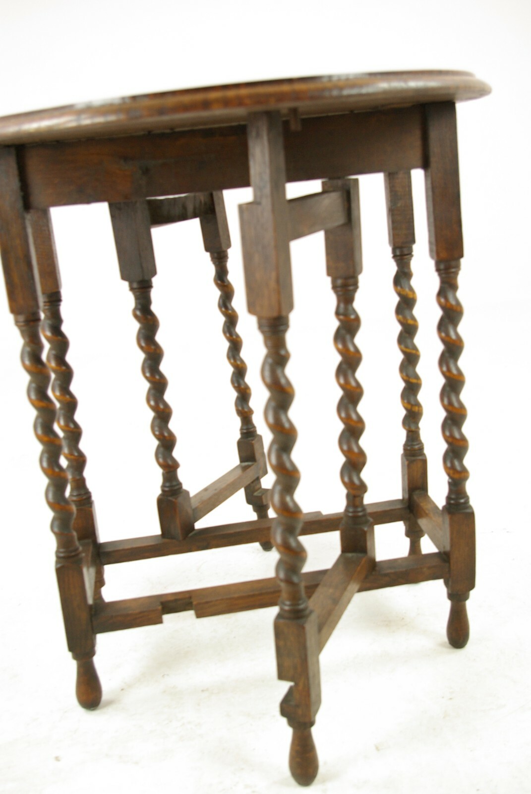 Antique Gateleg Table, Barley Twist Oval Drop Leaf Table, Scotland 1920s, B1417