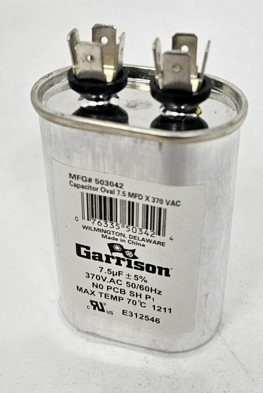 Garrison 503042 Oval 7.5 MFD x 370 VAC Motor Run Capacitor