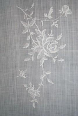Vintage Organdy Embroidered Tablecloth Hand Stitched Flowers 87
