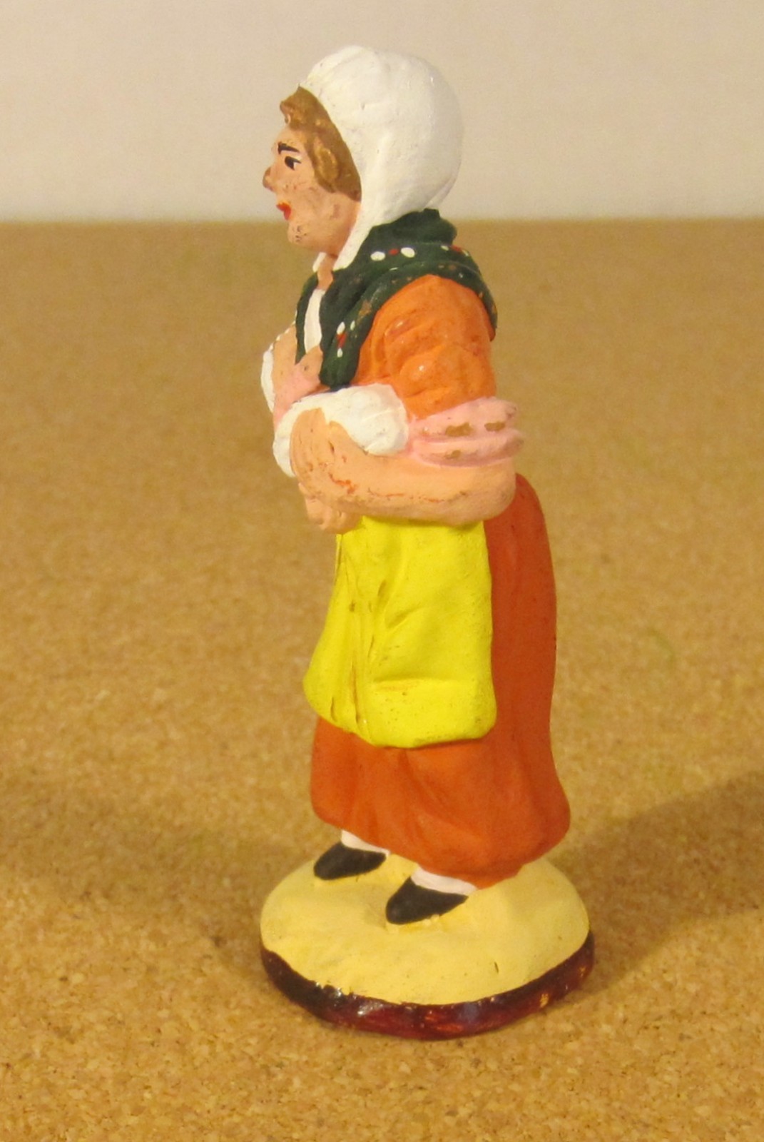 J. Flore French Nativity santon #2 woman holding a baby