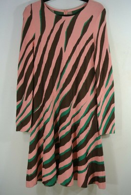 NEW Missoni Long Sleeve Fit & Flare Dress in Pink/Multi- Size 42 US 10 #DD4