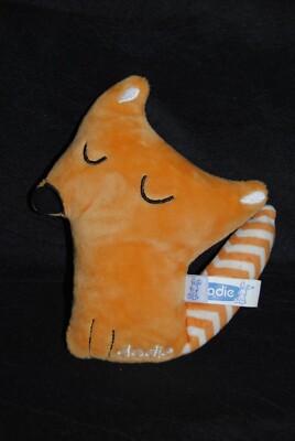 🍀Doudou Renard DODIE Orange Blanc Fox Visage Brodé Noir Semi Plat Etat NEUF