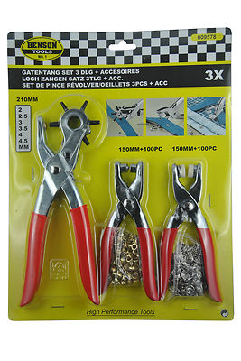 Lochzange Druckknopfzange Ösenzange 3 tlg. Loch und Nieten Zangen Set