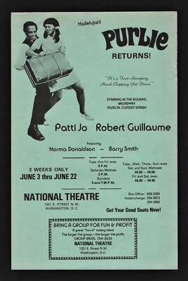 Robert Guillaume ''PURLIE'' Patti Jo / National Theatre 1975 Washington, DC Flyer