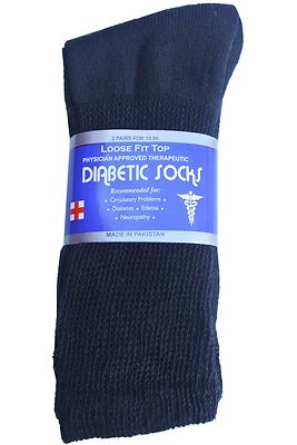 Black CREW Diabetic SOCKS  '' LOOSE FIT TOP ''  NEW  Size up to 13-15