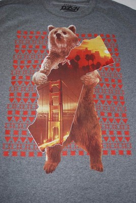 Men's California CALI Polar Bear T-Shirt NWT Gray Short Sleeve Size Large