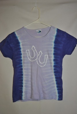Junior's BANZAI Purples White Tie Dye Knit Top Size S Horseshoes
