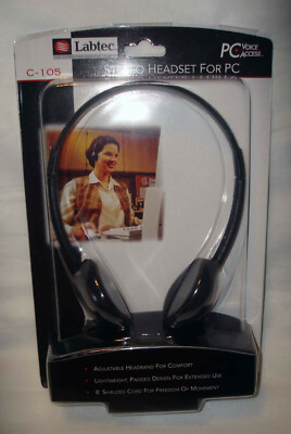 Labtec Computer Audio Experts C-105 Voice Access Stereo Headset for PC NEW 