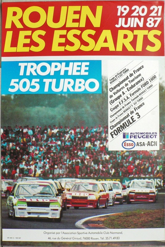 Affiche Rouen Les Essarts 1987 - Trophee 505 TurboÂ Â 