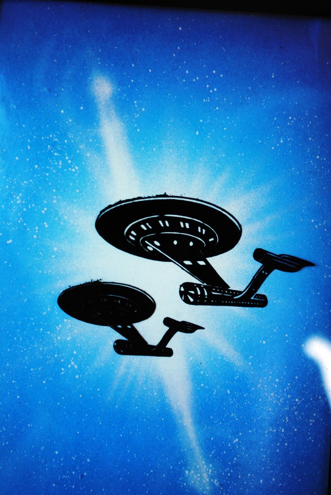 Vintage Star Trek Original Series Enterprise Reverse Painting on Glass Framed