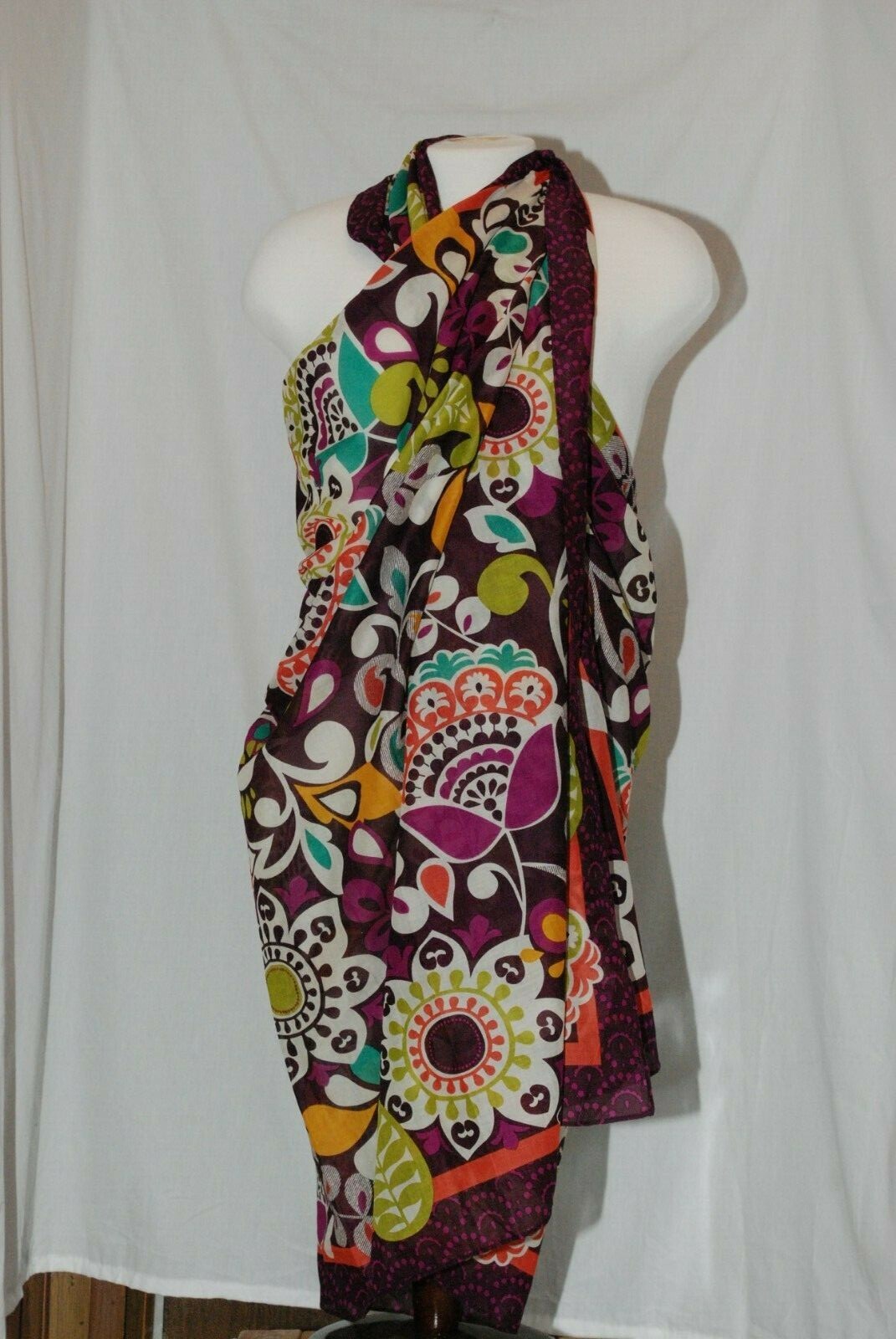 Plum Crazy Vera Bradley scarf swim wrap pareo cover up 100% cotton