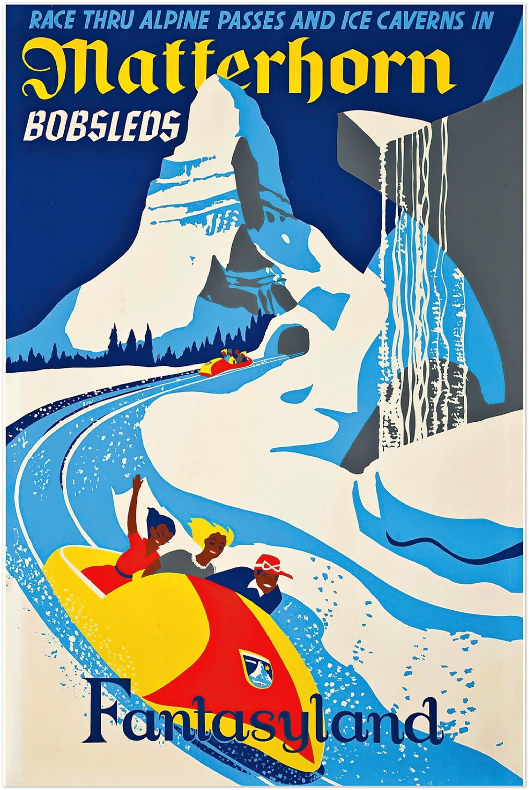 Disney Attraction Poster - Matterhorn, Retro, Disneyland Vintage