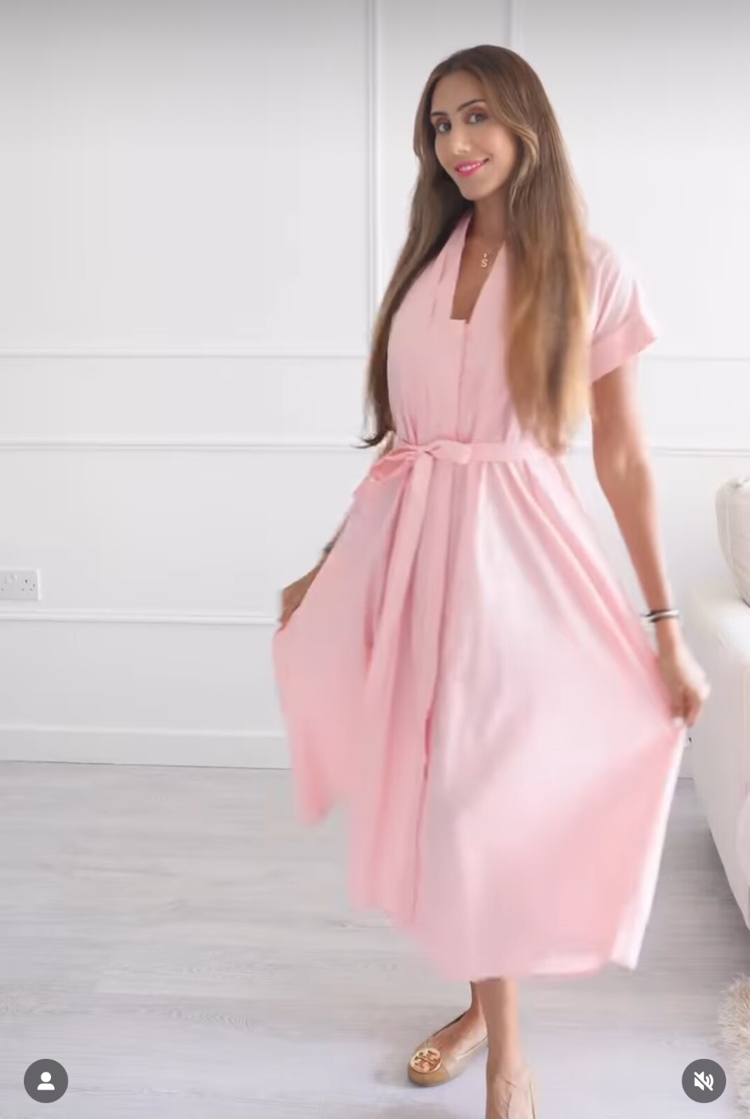 ZARA WOMEN S, L MIDI BELTED SHIRT DRESS ZW COLLECTION PINK