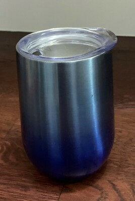 Room Essentials double wall Stainless Steel Vacuum Wine Tumbler w Lid Blue Ombre