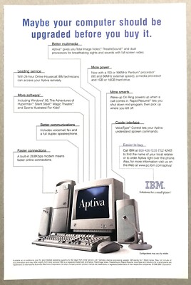 Vintage 1996 Original Print Ad Full Page - IBM Aptiva Computer - Before You Buy