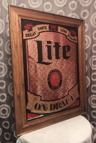 !NICE! Miller Lite Collectible On Draft Pilsner Beer Mirror Bar Advertising Sign