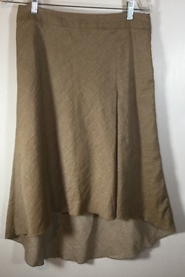 Womans's Sisley Skirt High-Low Brown Size 42 Boho Cosplay Romania Linen blend