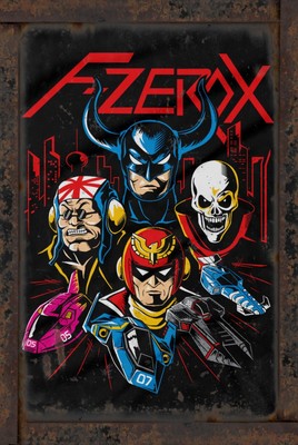 F-Zero X Captain Falcon Skull 8x12 Rustic Vintage Style Tin Sign Metal Poster