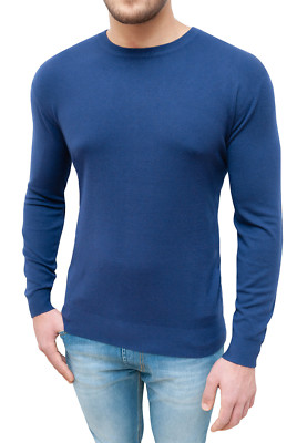Maglione pullover uomo Diamond Class invernale blu cobalto girocollo