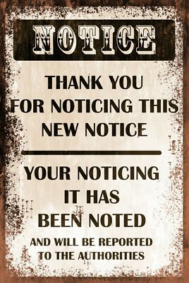 Humorous Notice, funny Vintage style retro sign, work, office, school, joke