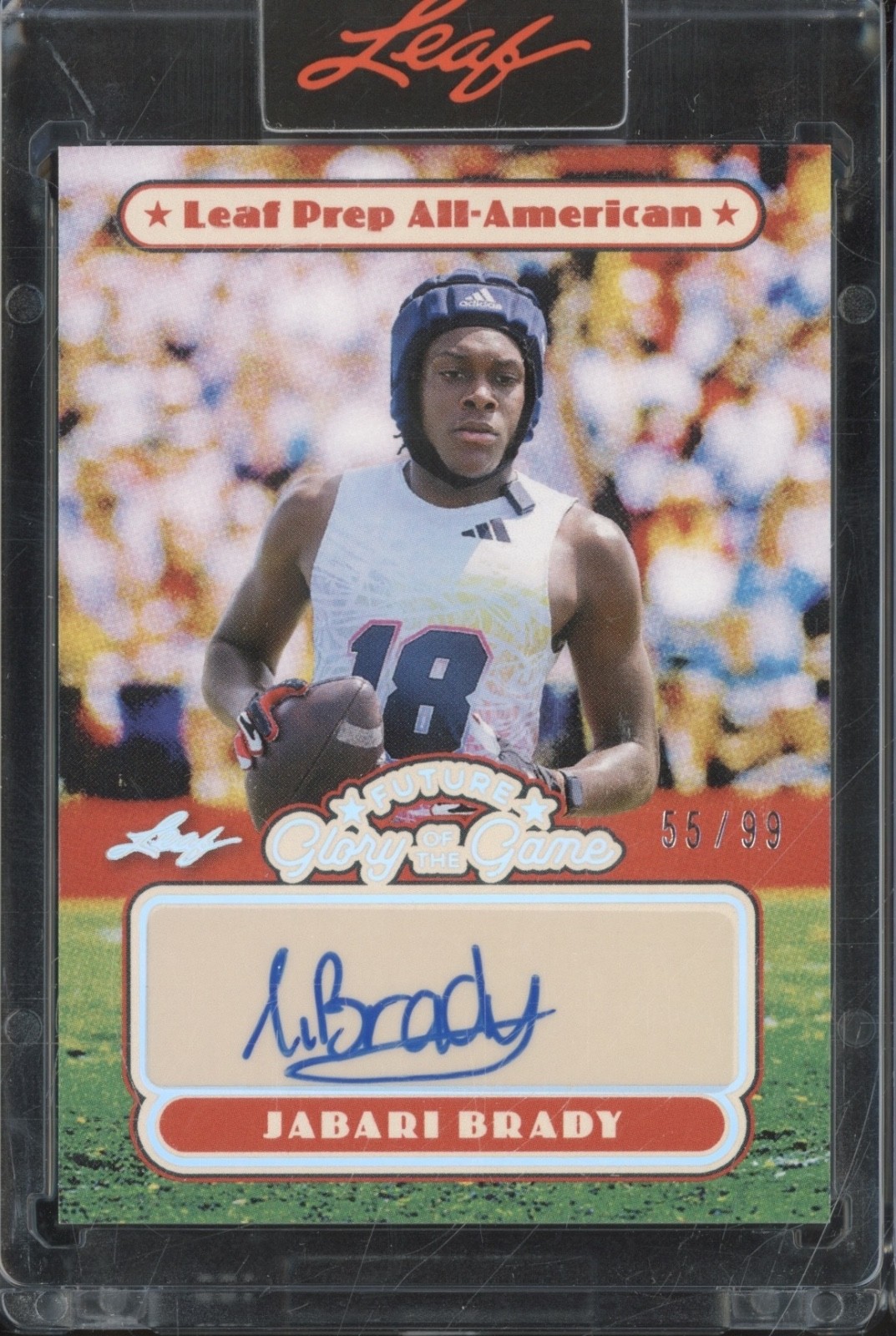 2025 Leaf Future Glory Of The Game Silver Jabari Brady Auto RC Rookie 55/99