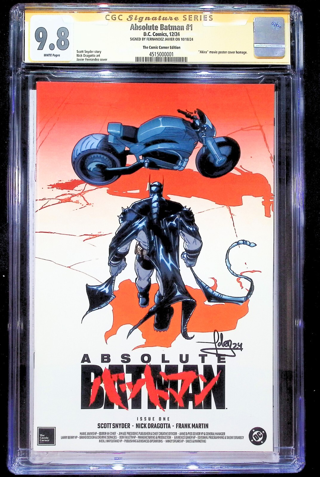 版画 death nyc BA392 ABSOLUTE BATMAN #1 - JAVIER FERNANDEZ AKIRA HOMAGE NYCC 2024